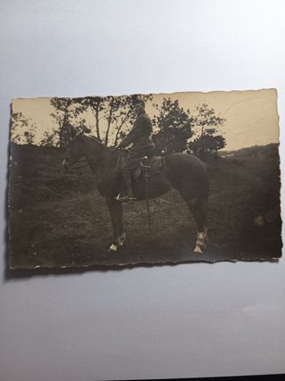 Antigua Foto-Postal de Militar a Caballo