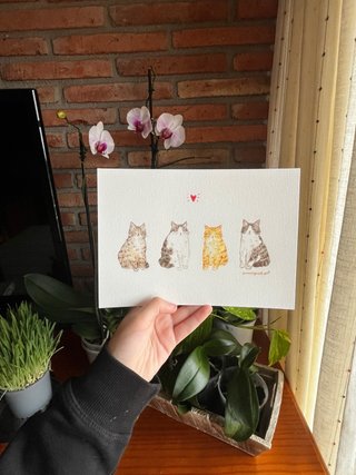 Lámina ilustrada de gatos
