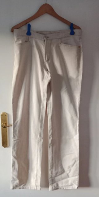 Pantalón Vaquero Ancho Beige