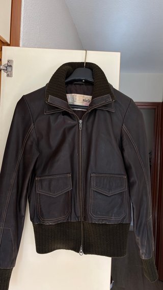 Chaqueta vintage efecto piel marrón oscuro