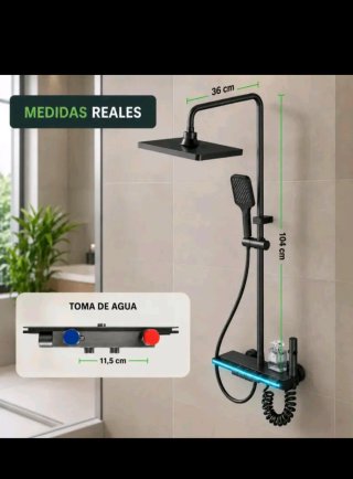 Columna de Ducha Negra con Grifería