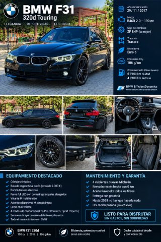 BMW F31 2017 320d 190 CV | B47 | ZF 8HP | GARANTÍA