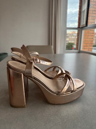 Sandalias Tacón Doradas Green Coast Talla 38