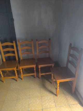 Set de 6 Sillas de Madera Rústicas