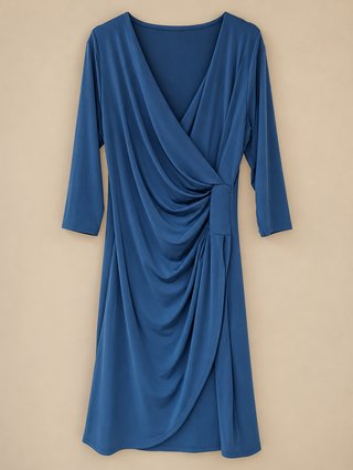 Vestido Azul de Manga Larga