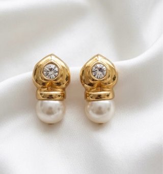 Pendientes Vintage con Perla y Brillante