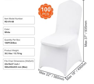 Lote de 100 Fundas para Sillas Blancas