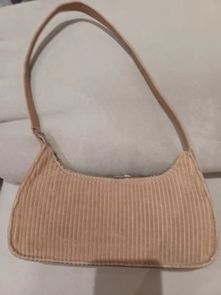 Bolso de hombro efecto pana beige