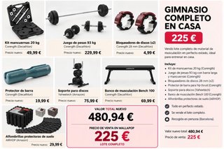 Kit completo de gimnasio en casa – 113 kg en pesas