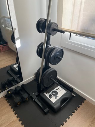 Kit completo de gimnasio en casa – 113 kg en pesas