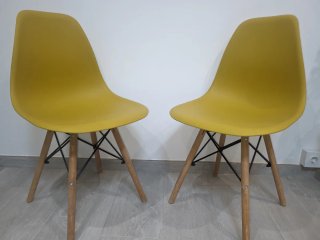 Pack 2 Sillas estilo Eames amarillas mostaza