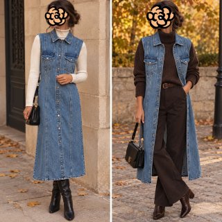 Zara vestido o chaleco vaquero largo.