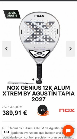 Pala Pádel Nox Genius 12K Alum Xtrem 2027
