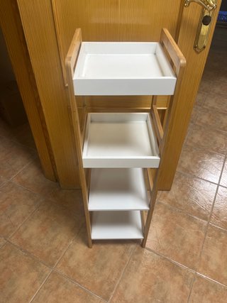 Estanteria de 4 baldas blanca y madera