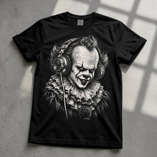 Camiseta Negra Pennywise con Auriculares