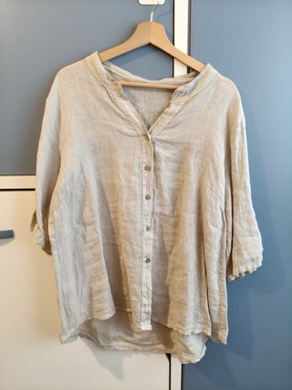 Camisa de lino beige