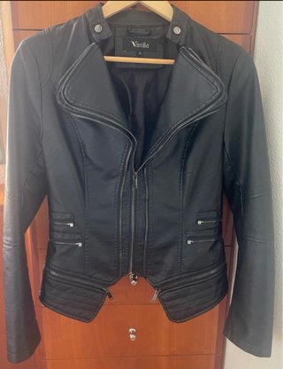 Cazadora de cuero Vamila negra Talla S