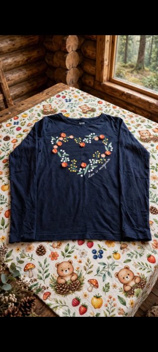 Camiseta Azul con Flores 9-10