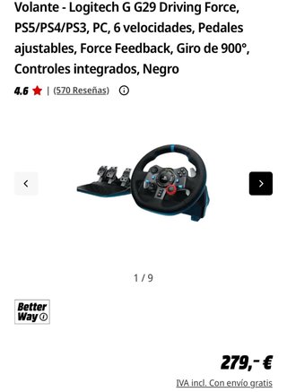 Volante Logitech G29 con Pedales