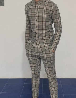 Conjunto de Camisa y Pantalón de Cuadros