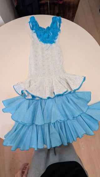 558 Vestido de Gitana Blanco y Azul 36S