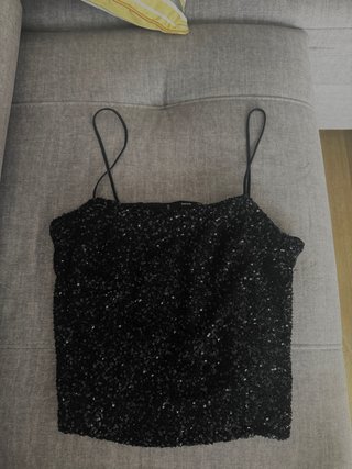 Top de lentejuelas negro Mango