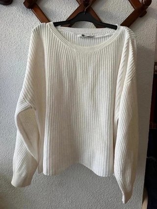 Jersey punto acanalado blanco roto oversize...