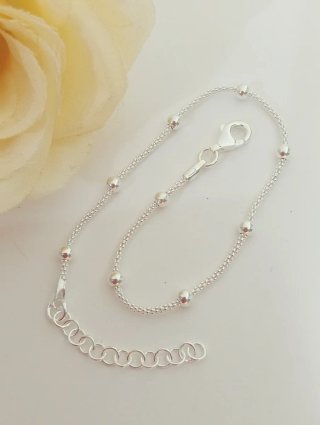 Pulsera de Bolitas 17+3cm en Plata de Ley 925