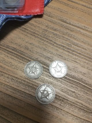Lote de 3 Monedas de Cuba 5 Centavos