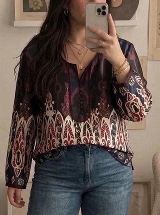 Blusa satinada estampada Agustín Colmenero...