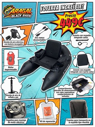 Pato de pesca negro con accesorios
