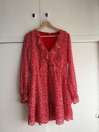 Vestido corto H&M rojo estampado