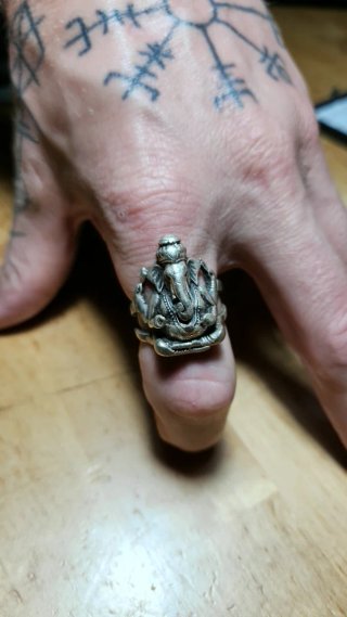 Anillo grande Ganesha plata 925, elefante, hindú