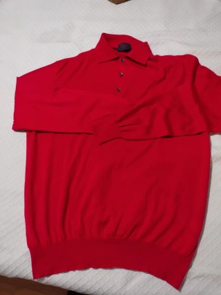 Polo Brioni Cashmere y Seda Rojo Talla XL