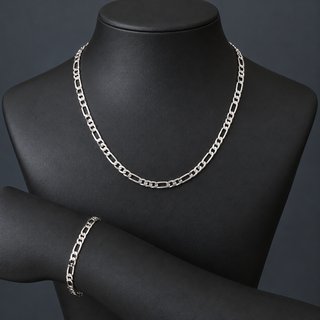 Pack pulsera cadena y collar figaro 925 plata