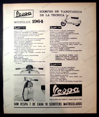 ANNUNCIO ORIGINALE VESPA MODELLI ANNO 1964