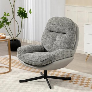 Butaca Sillón Giratoria Chenilla PU Base Cruz Gris
