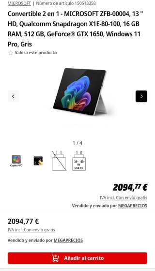 A ESTRENAR Microsoft Surface Pro 11 5G Snapdragon