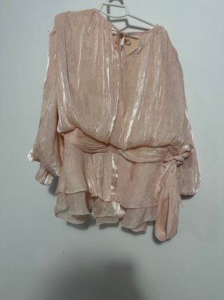 Vestido Joya Rosa Empolvado Metalizado