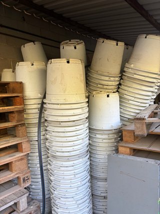 Lote de macetas de plástico blancas