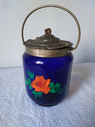 Bombonera Antigua de Cristal Azul