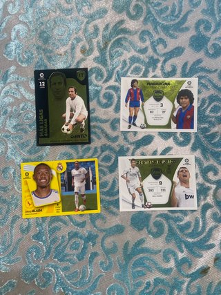 Lote de 4 Cartas Panini: Ronaldo, Maradona, Gento