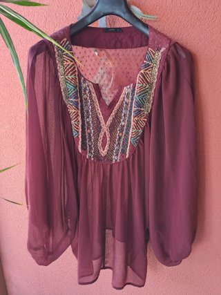 Blusa Boho Granate October Talla L