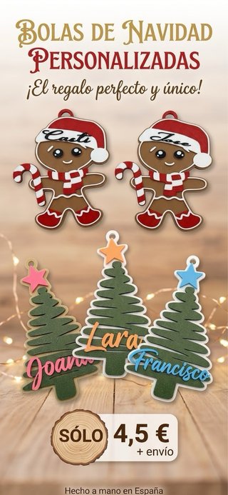 Adornos de Navidad Personalizados de Madera