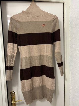Vestido jersey punto cuello vuelto rayas mujer