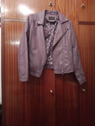 Chaqueta Biker de Piel Sintética Morada