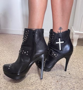 Botines New Rock de piel negros 12cm tacon