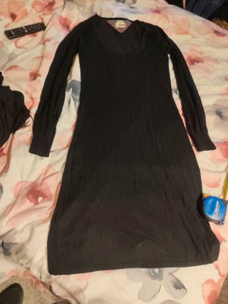 Vestido Tommy Hilfiger Negro Punto Fino M