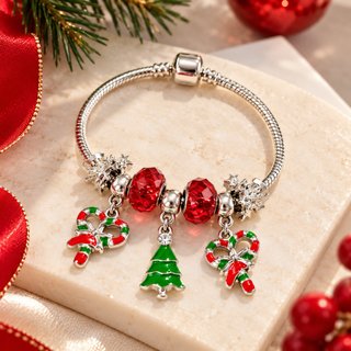 Pulsera Navideña con Abalorios