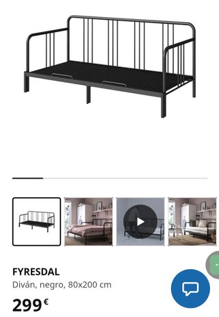 Cama Diván Ikea Fyresdal Negra Extensible